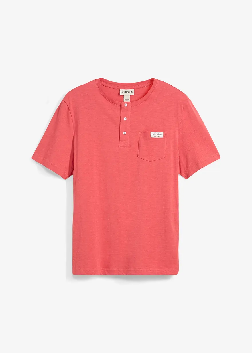 Kurzarm-Henleyshirt aus reiner Bio-Baumwolle