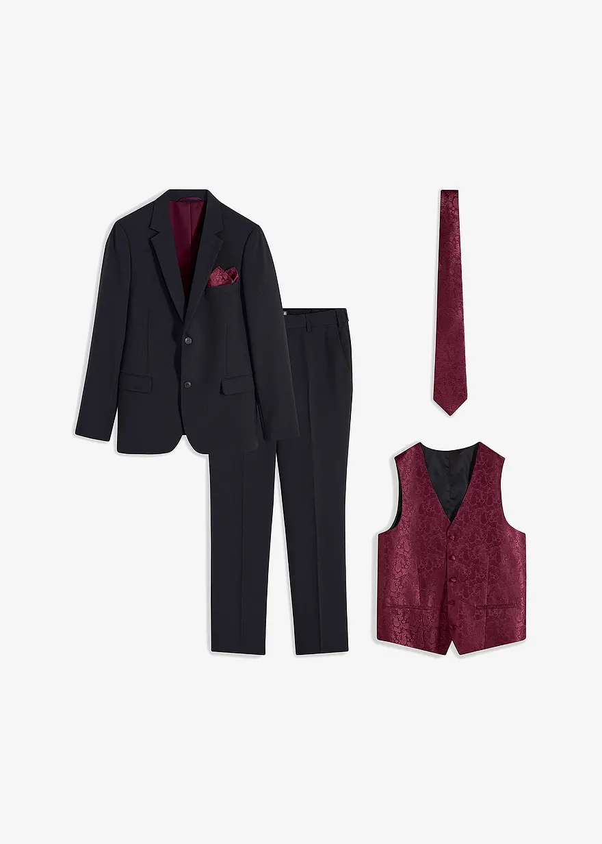 Hochzeitsanzug mit Weste und Krawatte (5-tlg.Set), Slim Fit