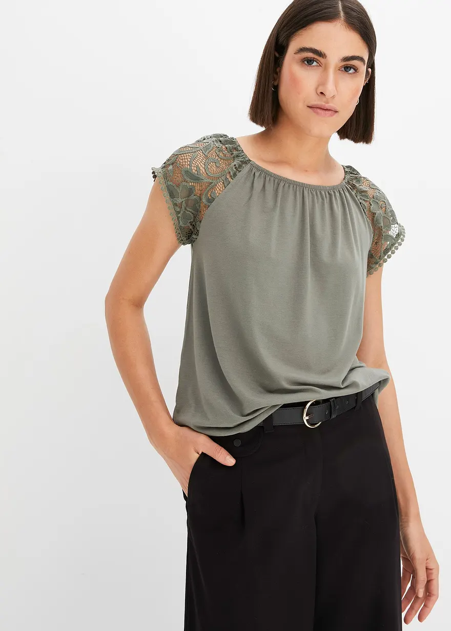 Shirt mit Spitzenärmeln