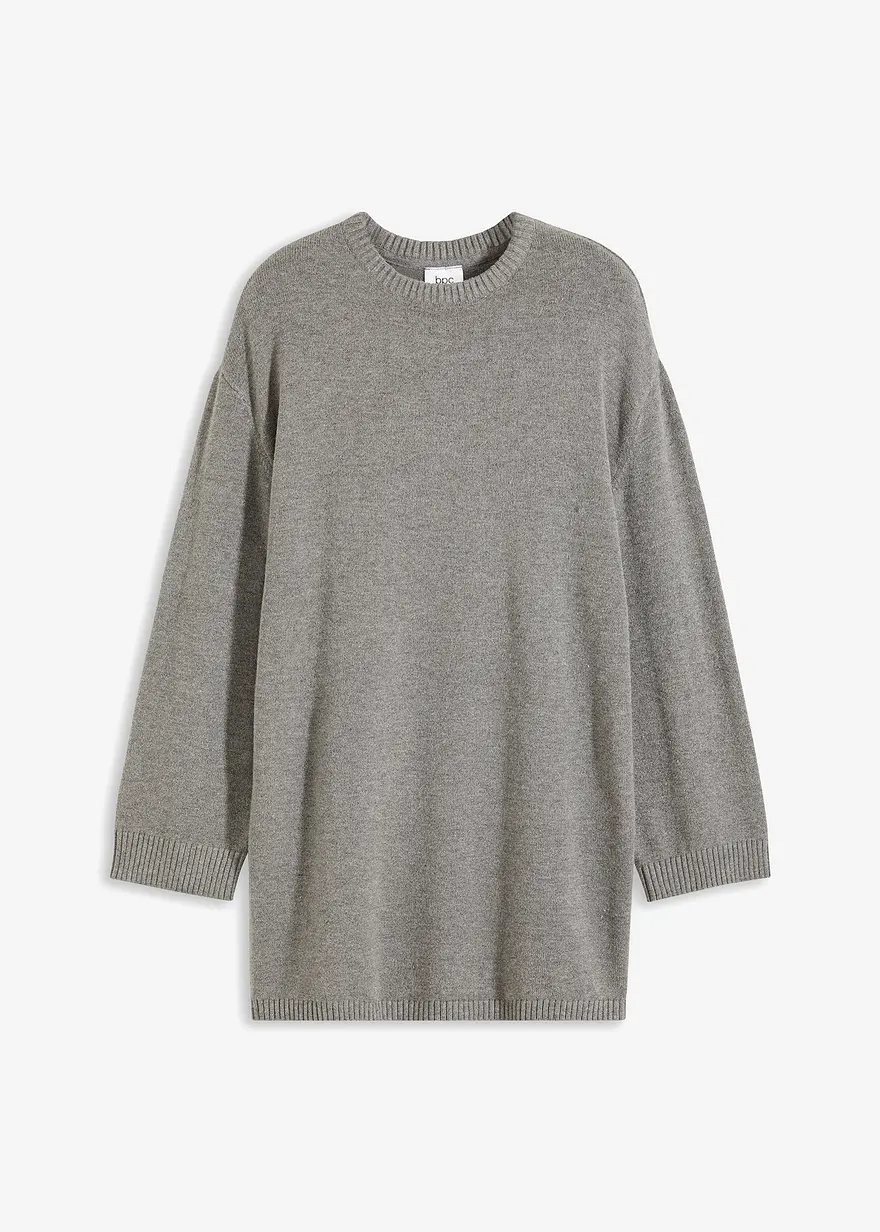 Long-Feinstrickpullover mit Seitenschlitzen aus Viskose-Mix