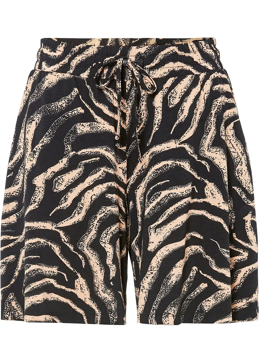 Weite Viskose-Jerseyshorts mit High-Waist-Bequembund