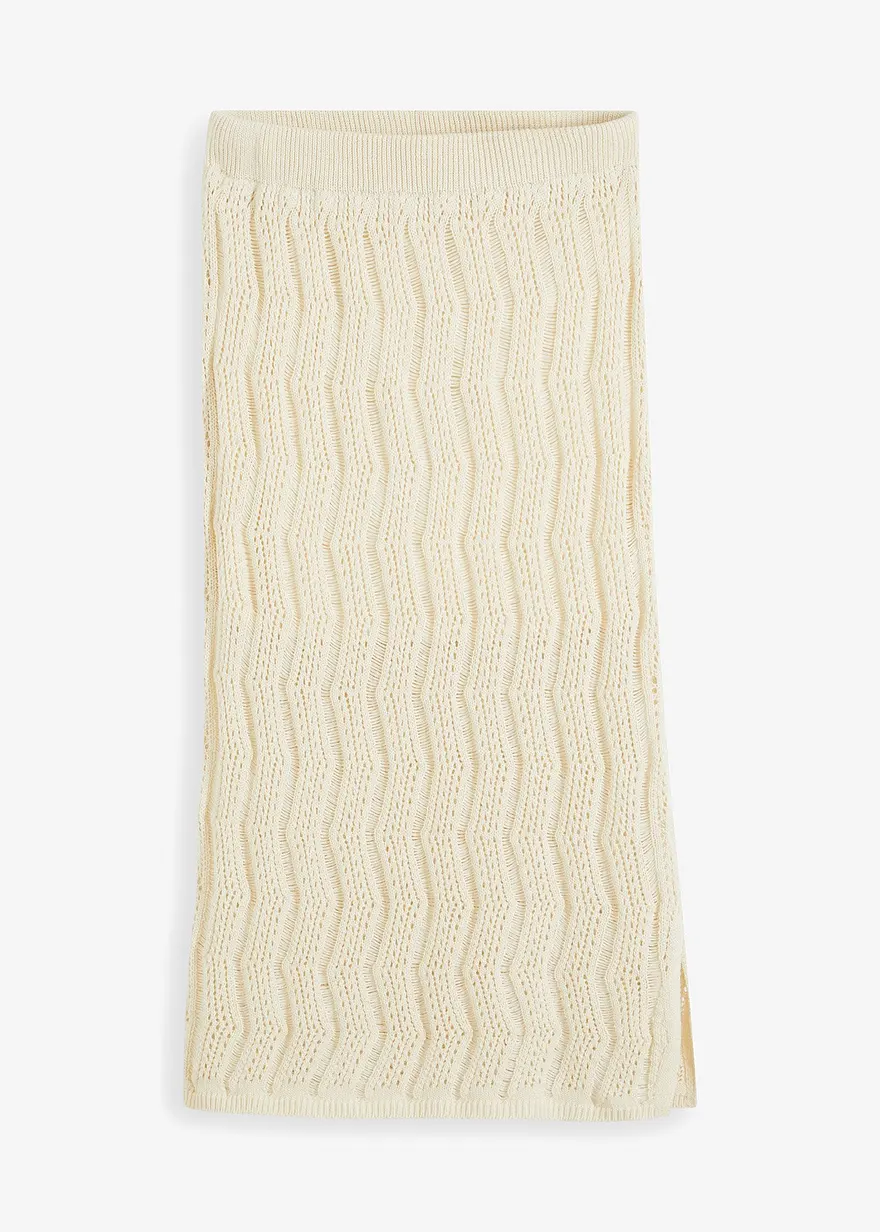 Midirock mit Lochstrickmuster