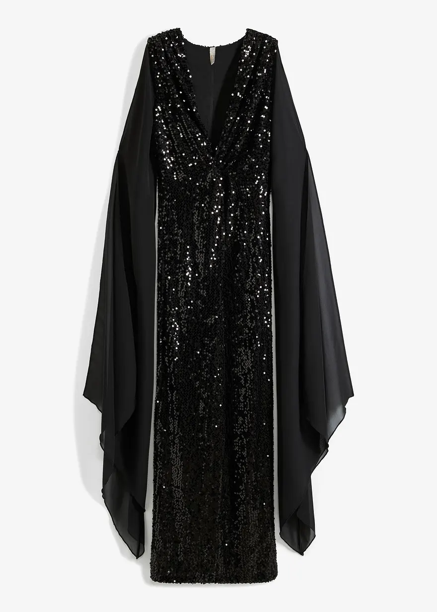 Paillettenkleid mit langen Chiffon-Ärmeln