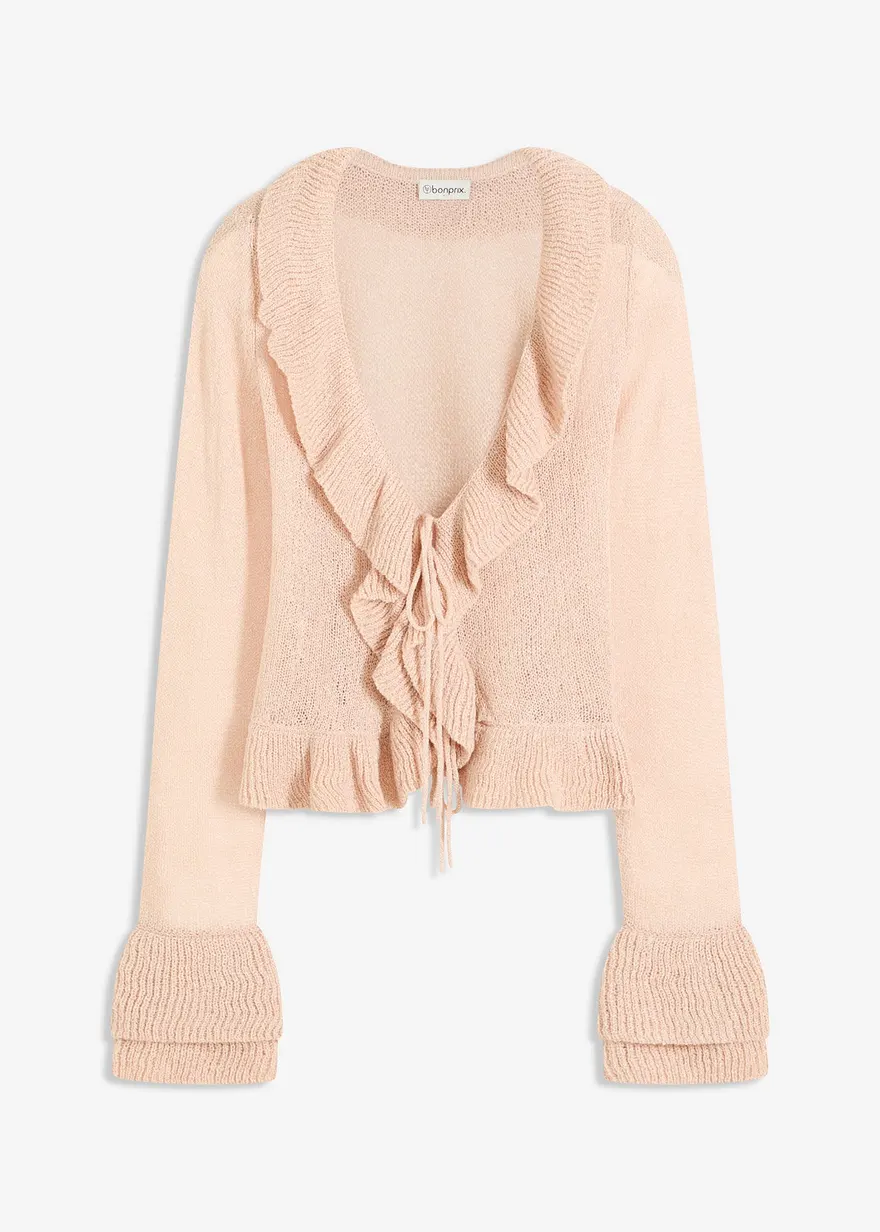 Feinstrickjacke mit Rüschen