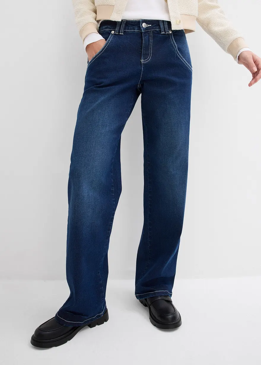 Straight Jeans Mid Waist, Stretch