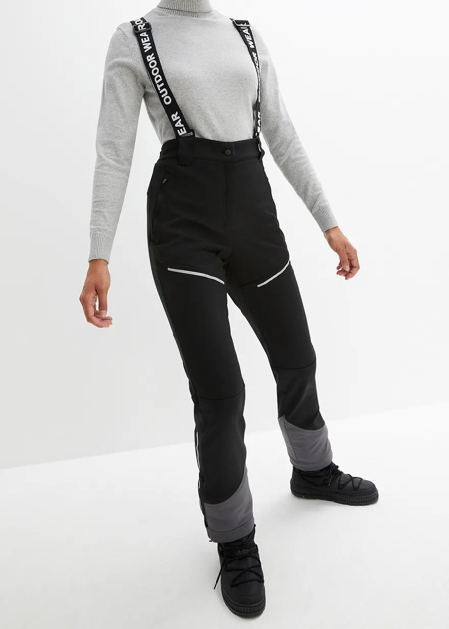 Funktionshose aus Softshell mit Stretch, wasserabweisend, gerade geschnitten