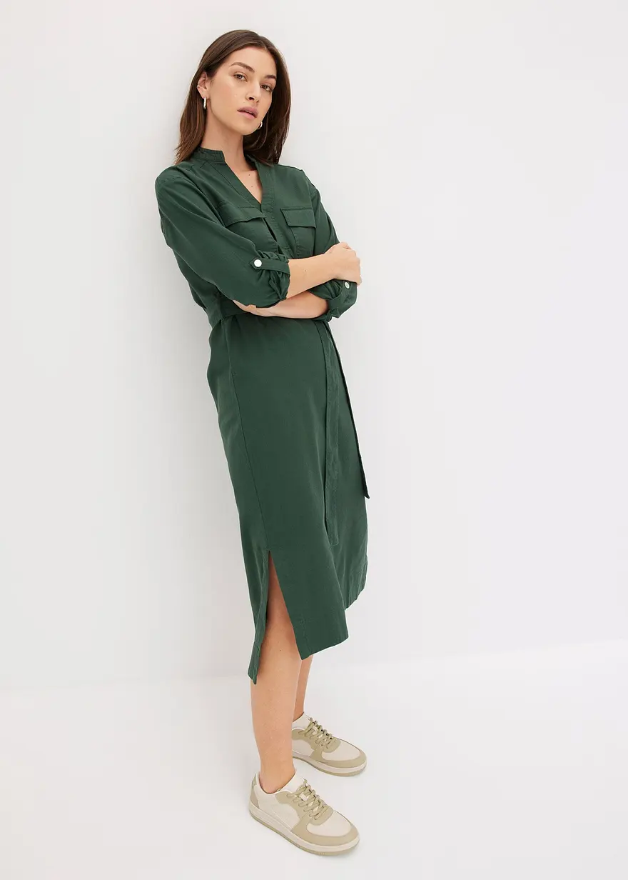 Hemdblusenkleid in Midi-Länge