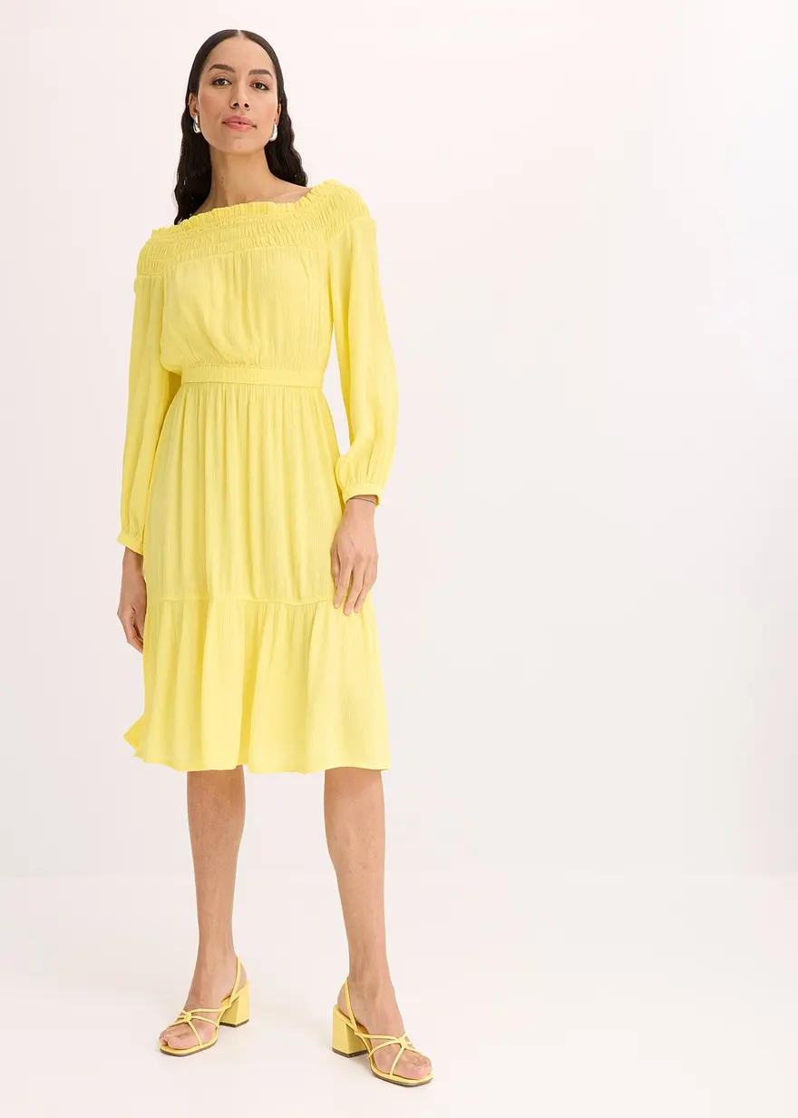 Carmen-Kleid aus strukturierter Viskose