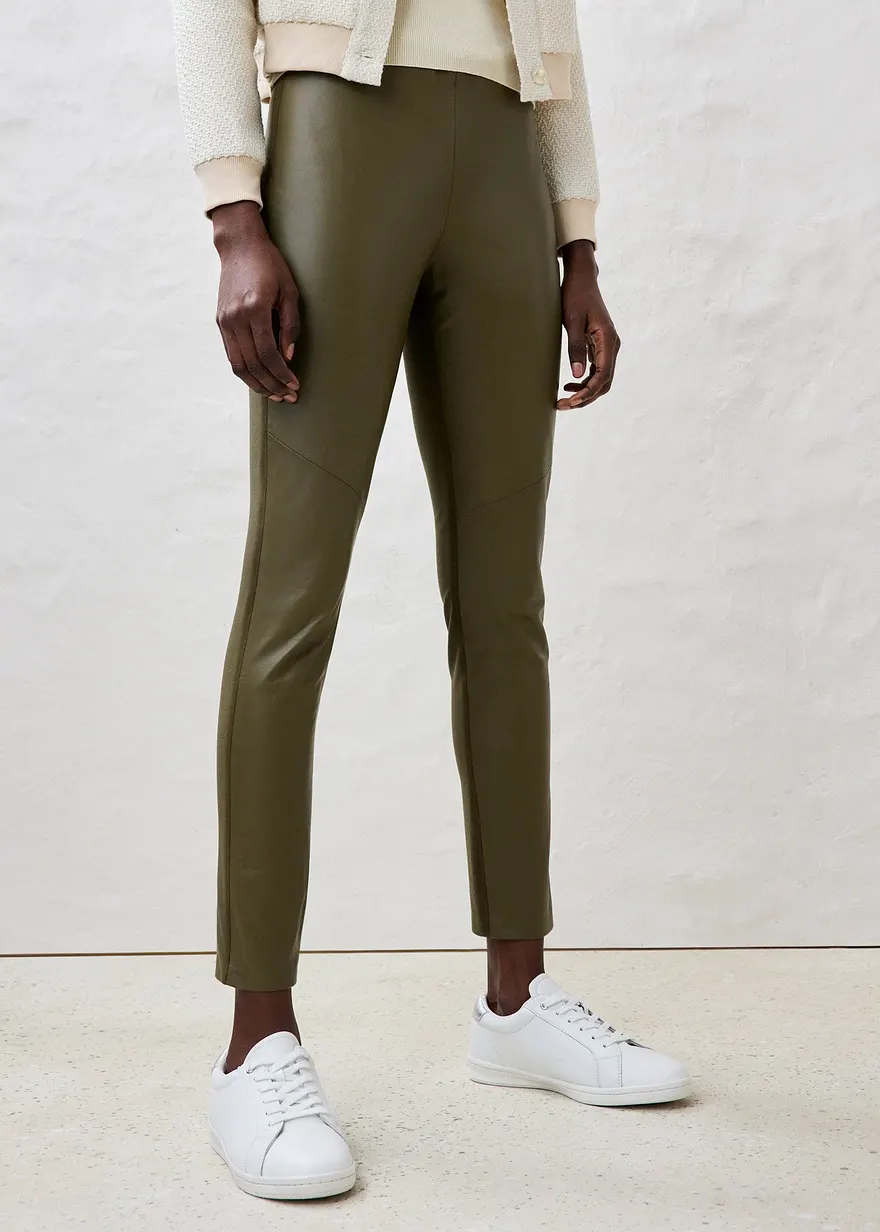 Lammnappa-Lederleggings mit elastischem Einsatz