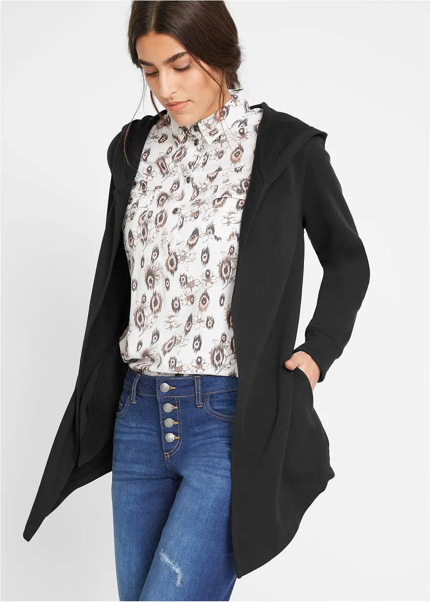 Long-Sweatjacke aus Baumwoll-Mix