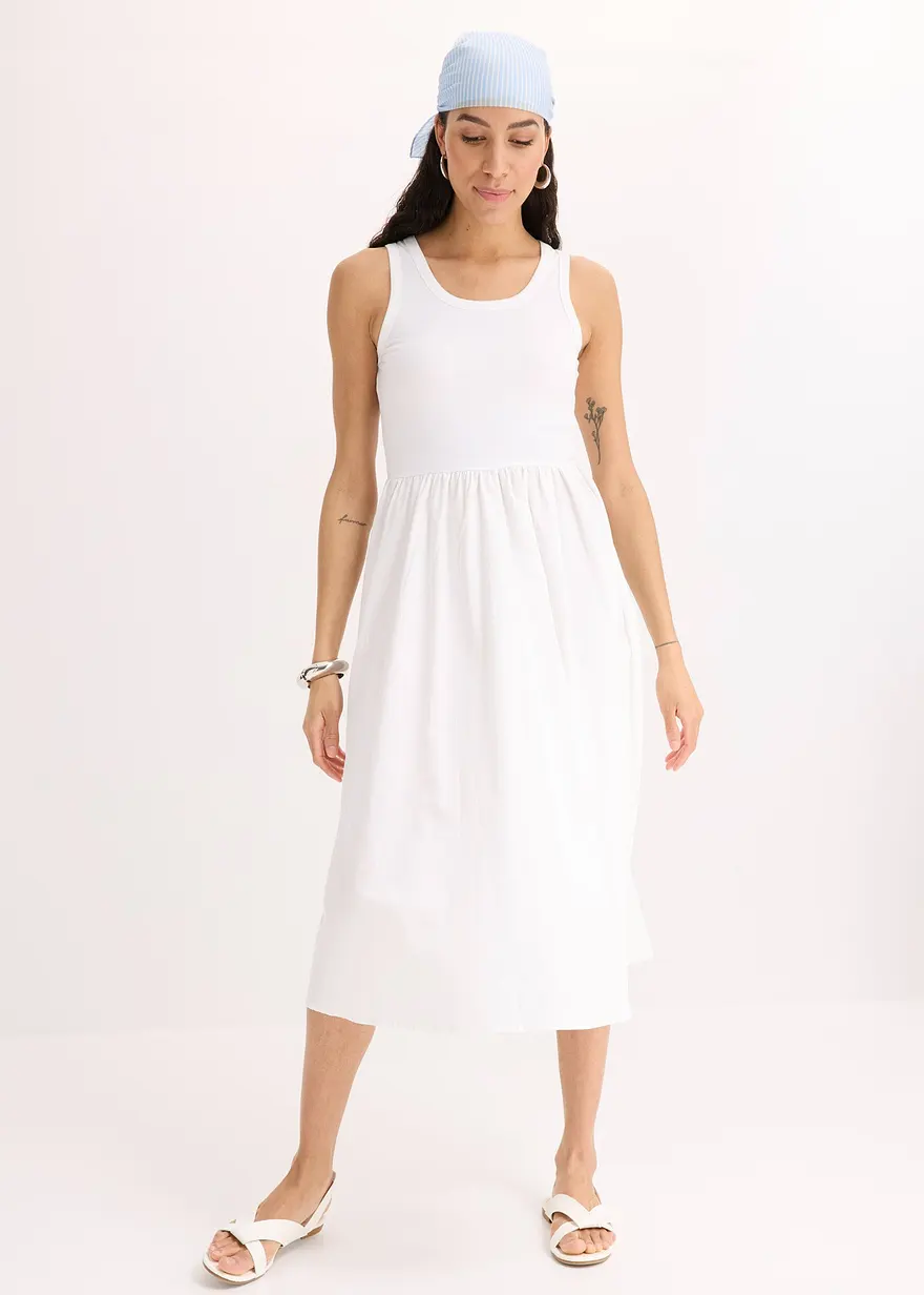 Jerseykleid im Materialmix