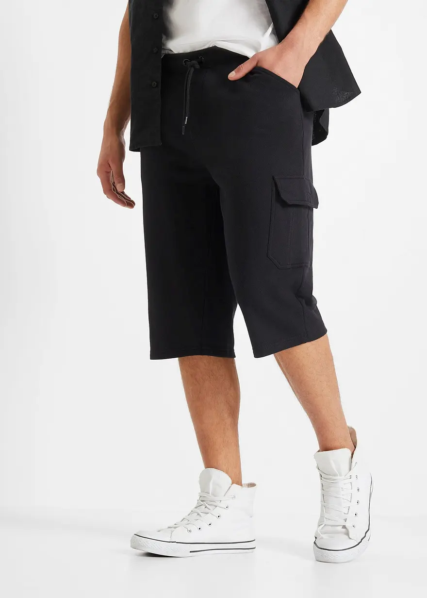 Long-Sweat-Cargobermuda aus reiner Baumwolle, Regular Fit