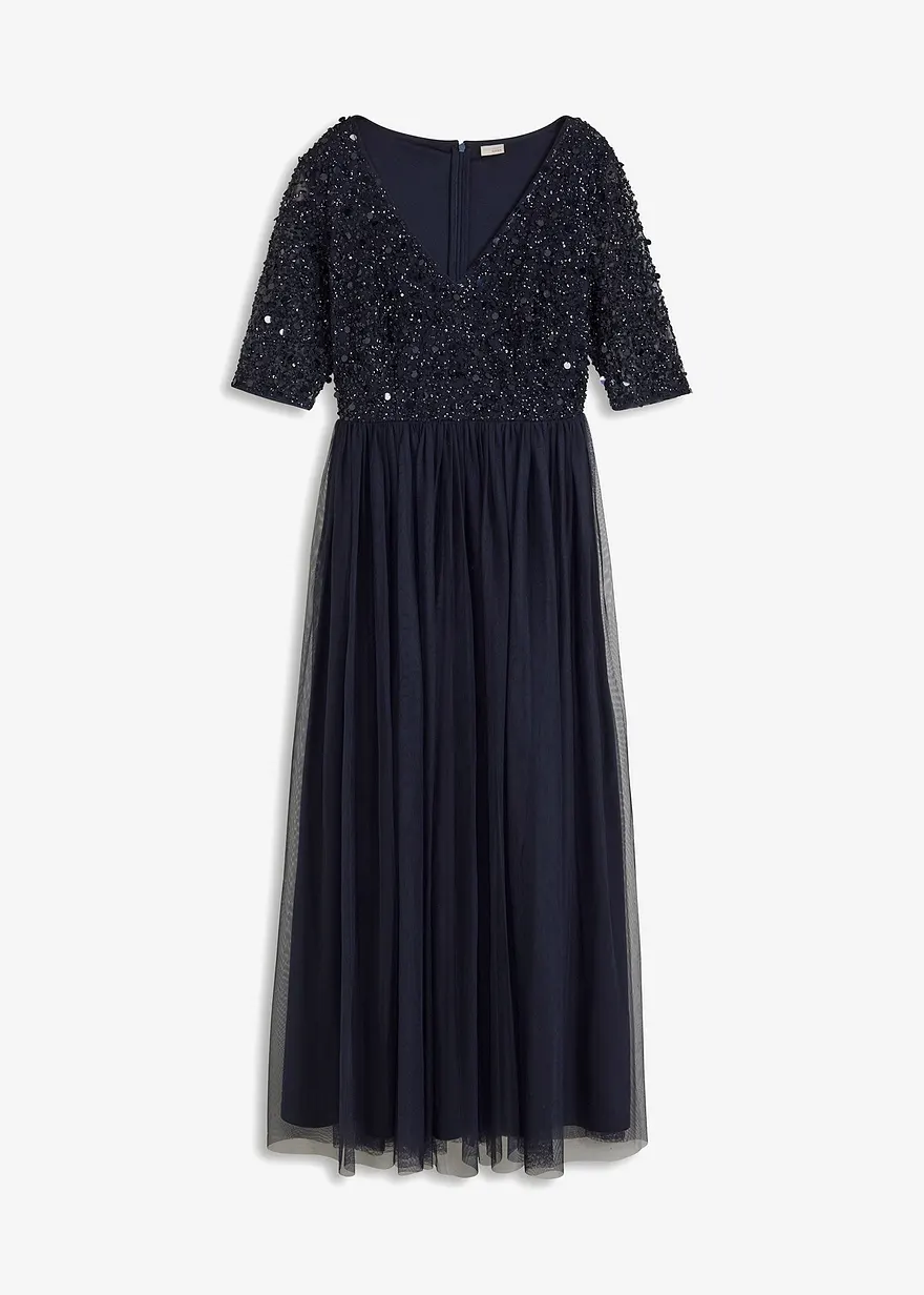 Maxikleid mit Paillettenstickerei