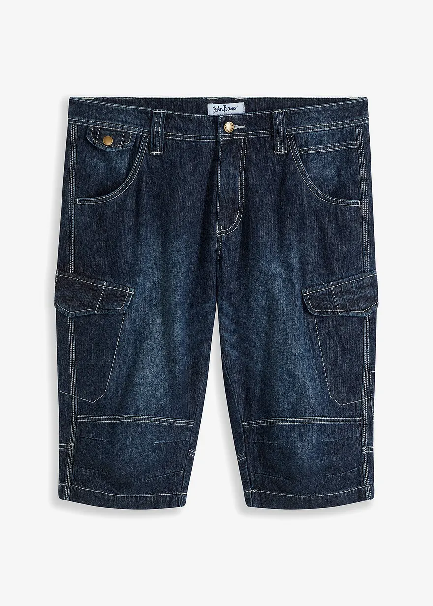 Leichte Jeans-Long-Cargobermuda, Relaxed Fit