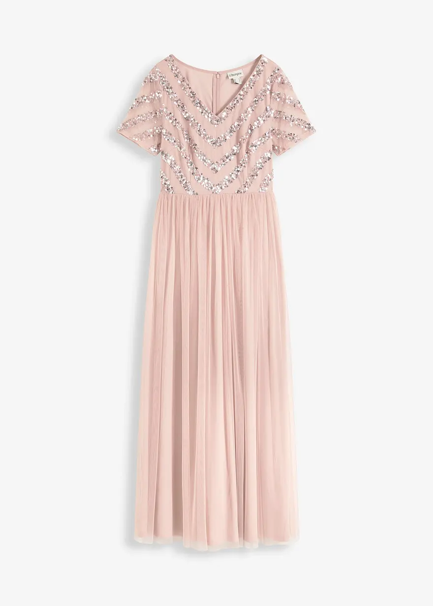 Maxikleid mit Paillettenstickerei