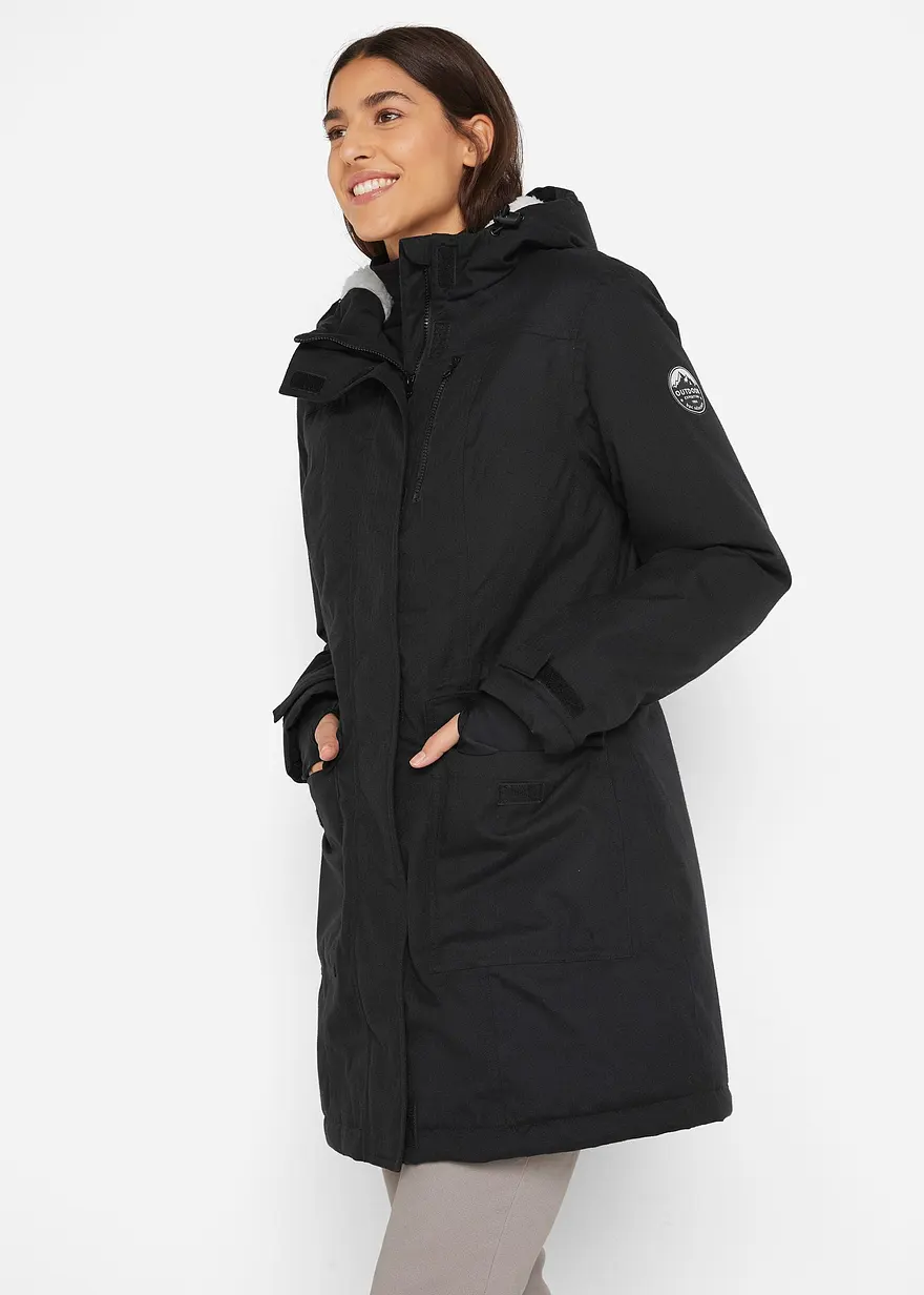 wasserdichte Funktions-Parka mit Teddyfleece in der Kapuze