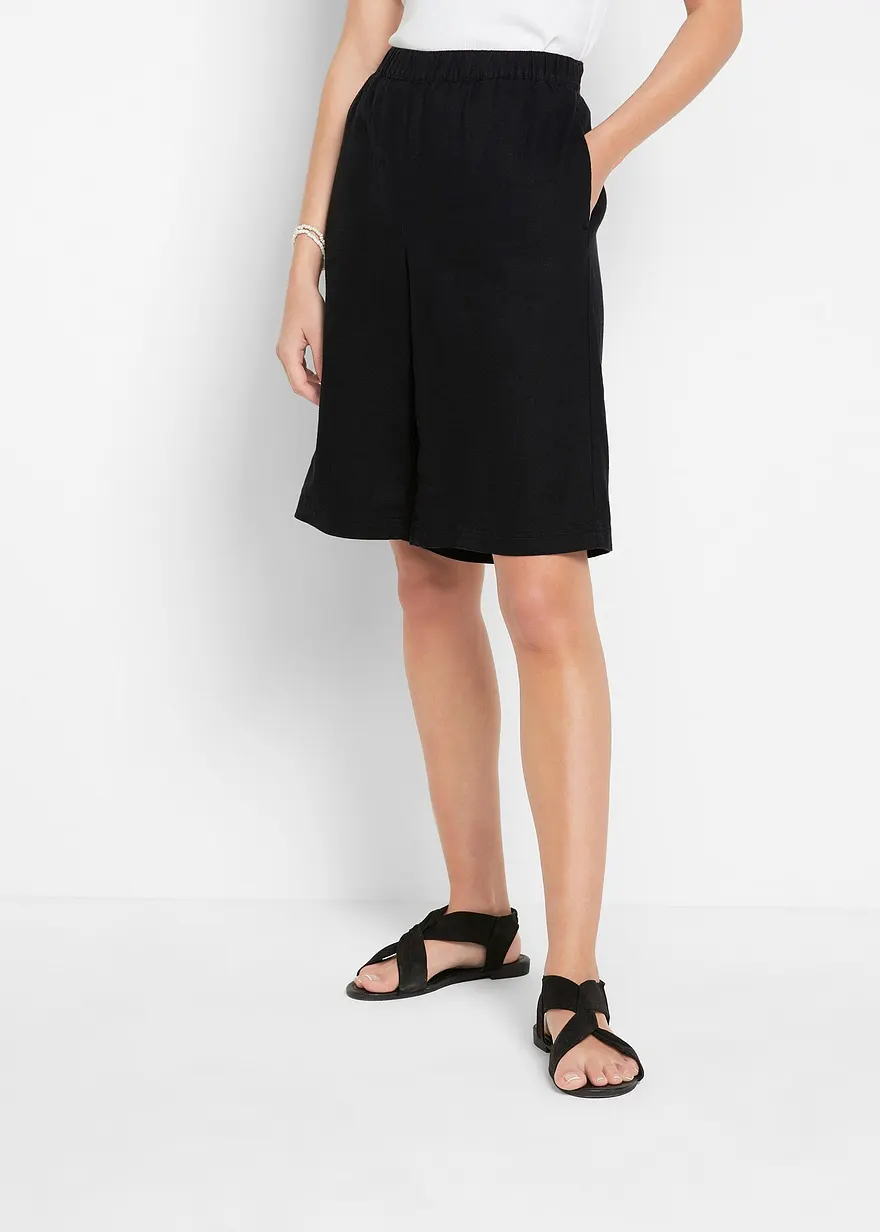 Bermudas aus Leinen-Viskose-Mix, High-Waist