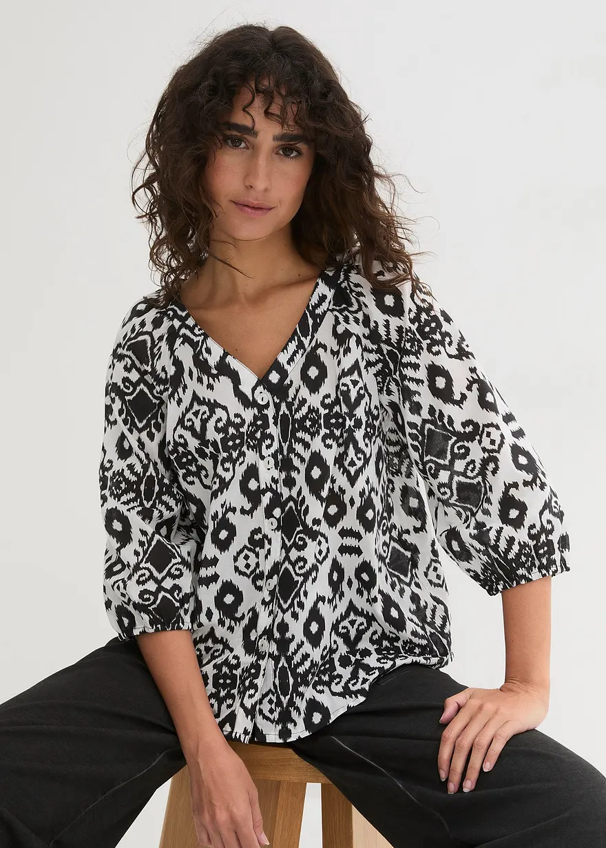Bedruckte Baumwoll- Bluse