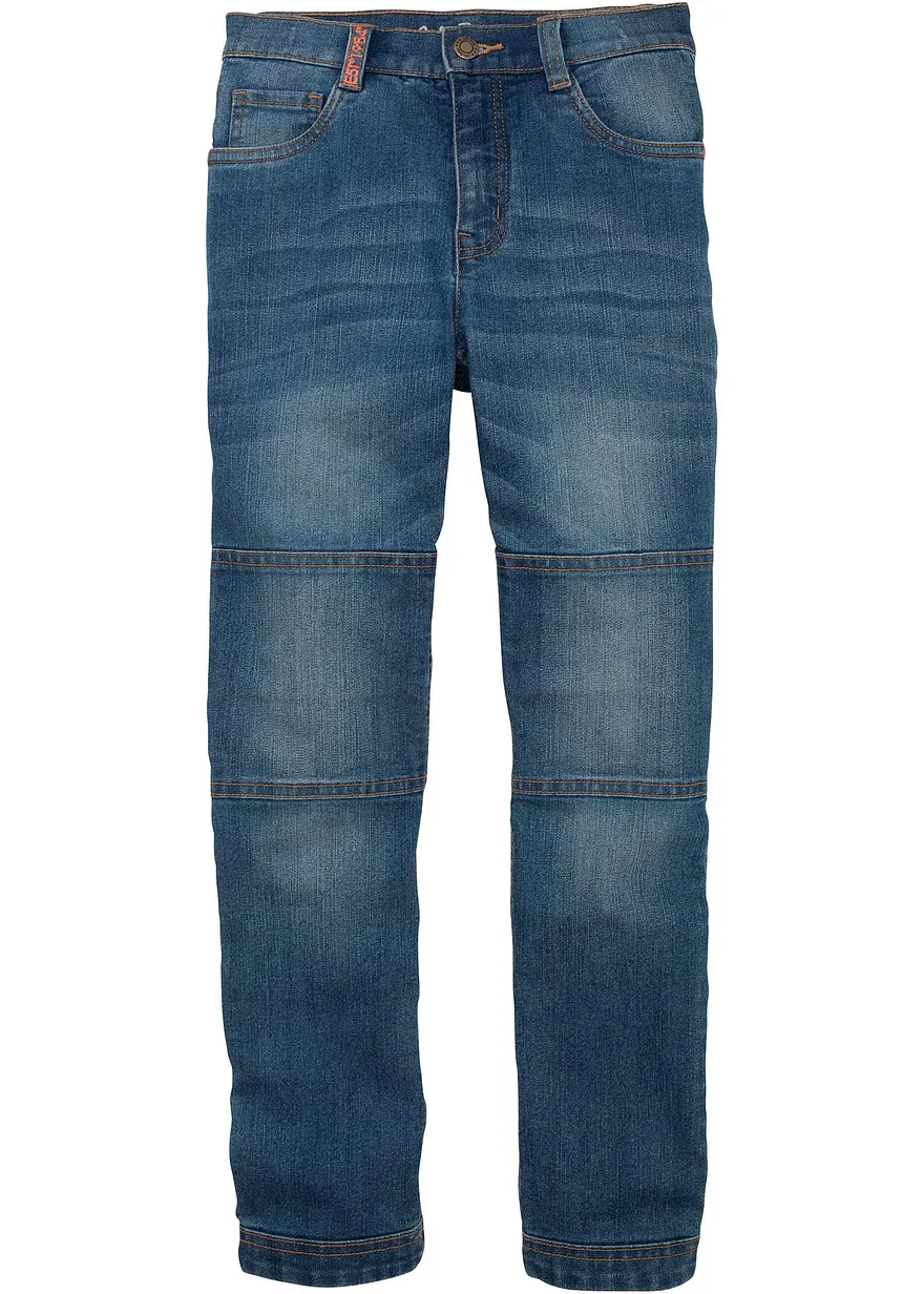 Regular Fit Stretch-Jeans mit verstärkter Kniepartie, Straight
