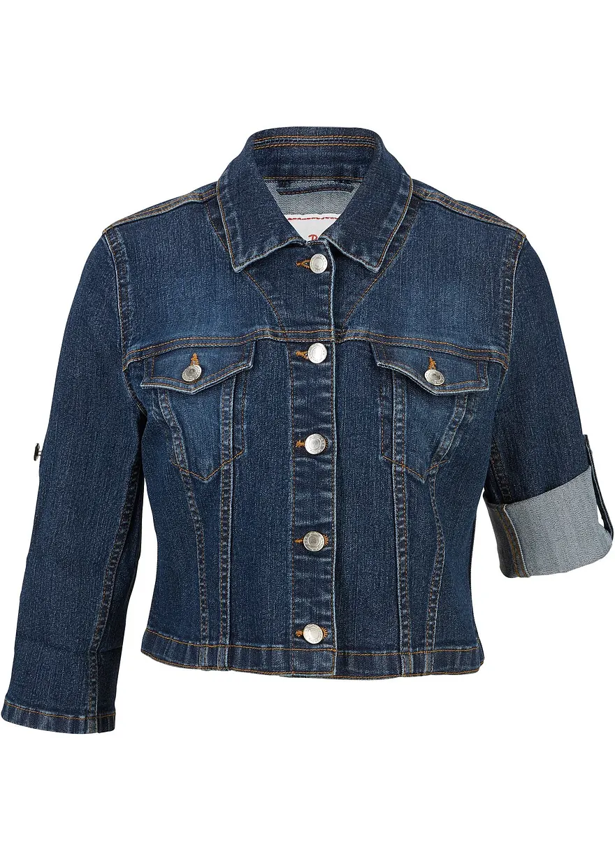 Kurze Jeansjacke mit 3/4 Ärmel