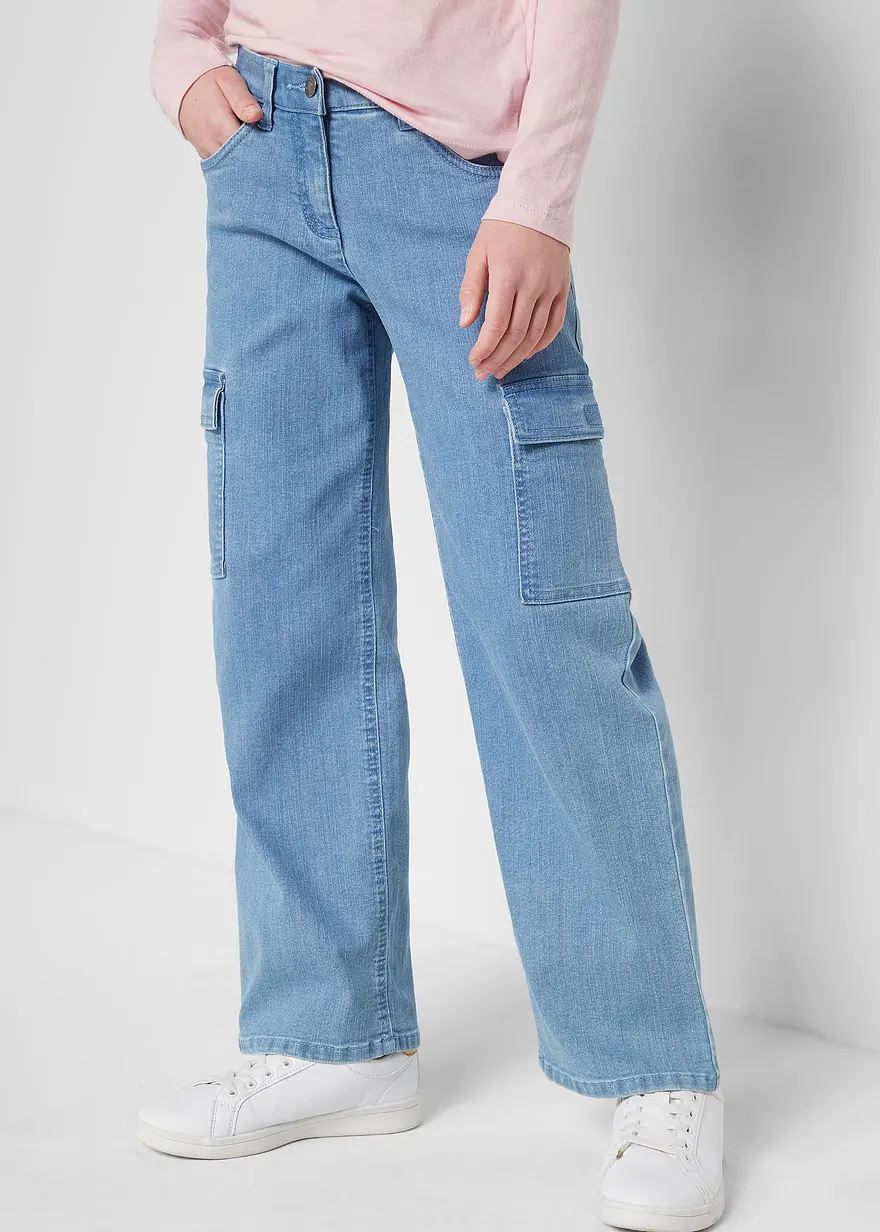 Weite Cargo-Jeans Mid Waist