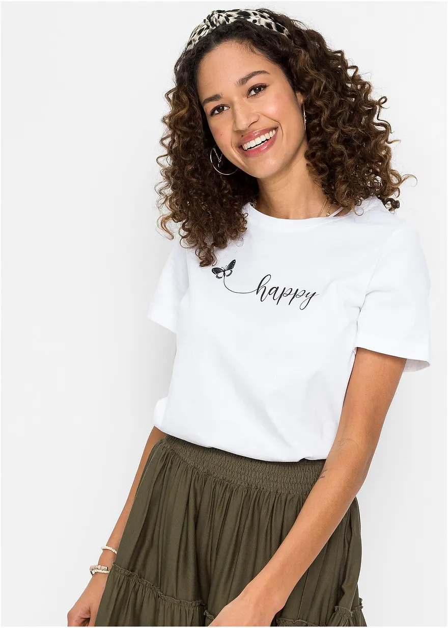 Bedrucktes T-Shirt aus reiner Baumwolle