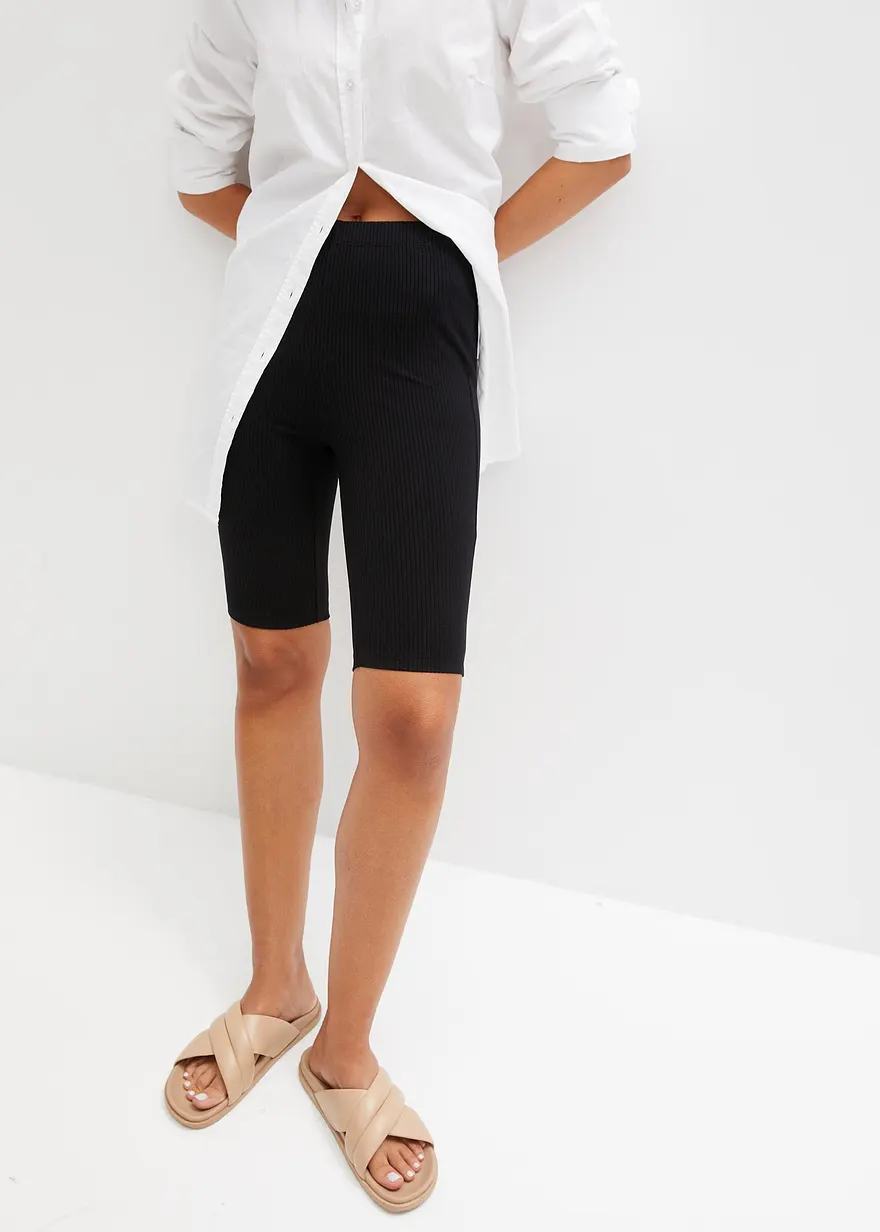 High-Waist-Radler aus Rippjersey