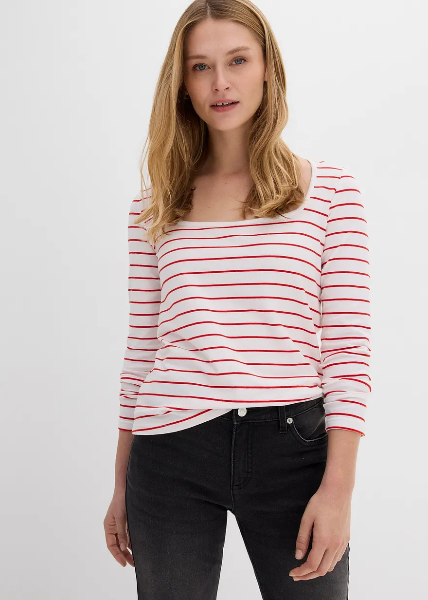 Langarmshirt mit Karree-Ausschnitt