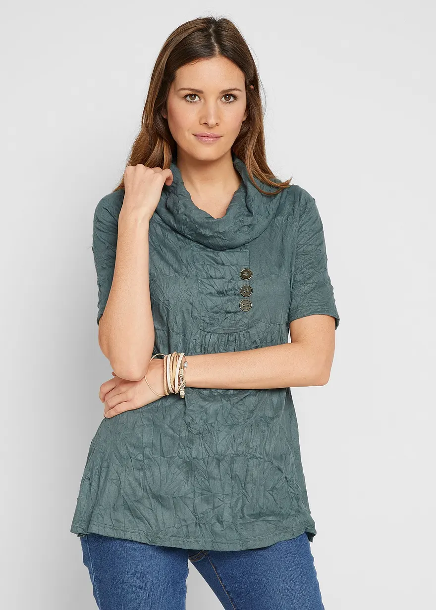 Crinkel-Shirt-Tunika, 1/2-Arm