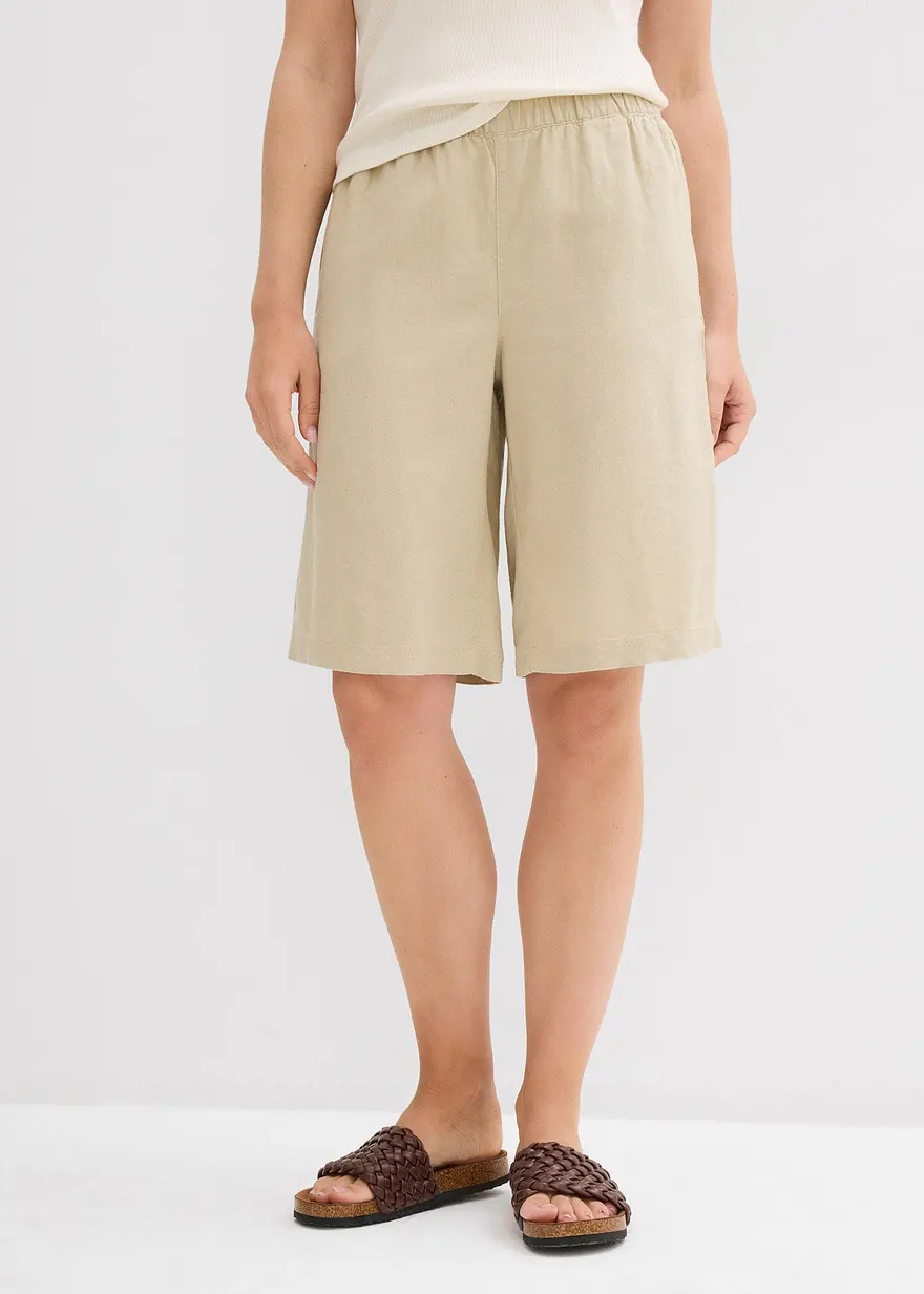 Bermudas aus Leinen-Viskose-Mix, High-Waist