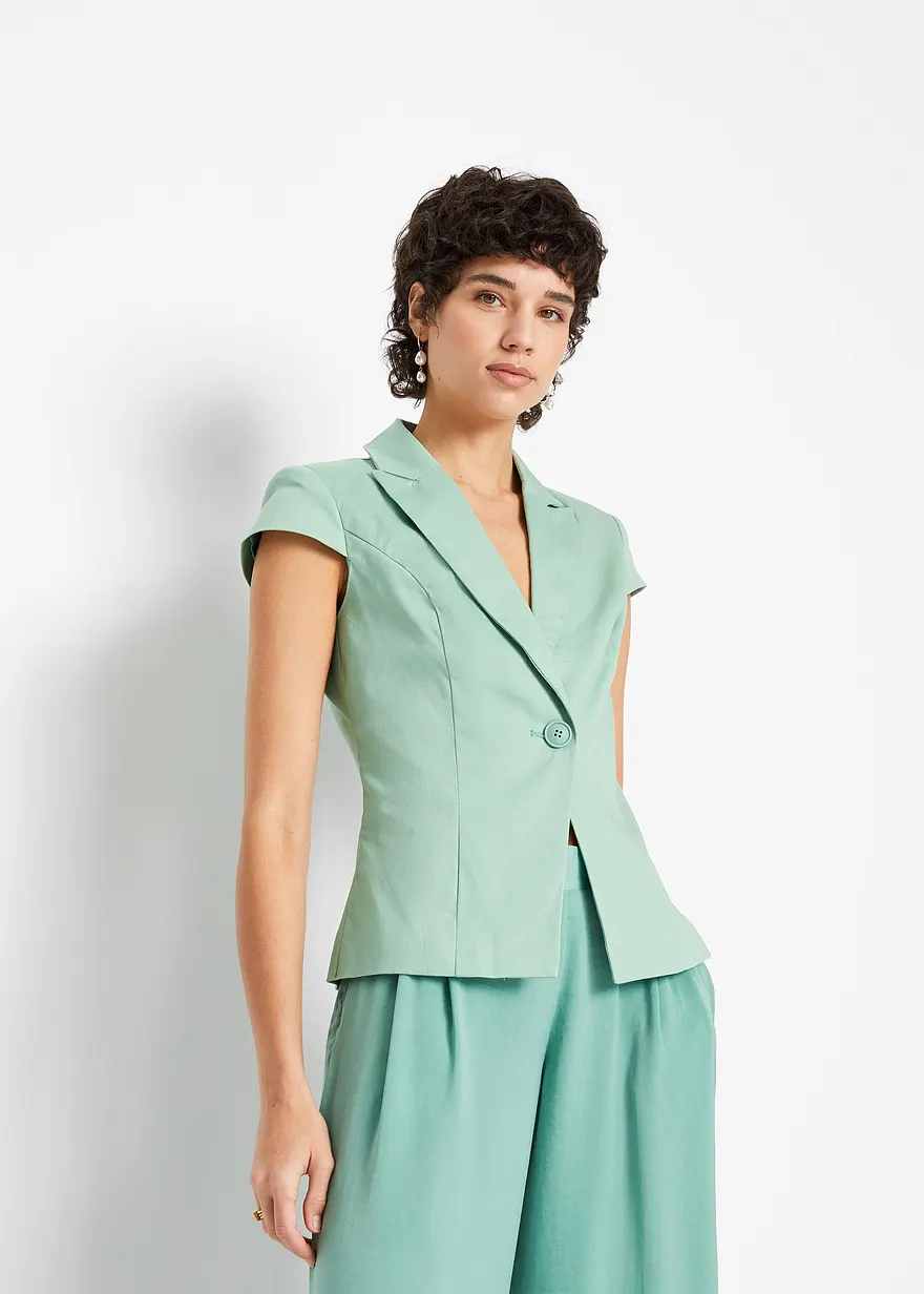 Kurzarm Blazer aus Baumwollsatin