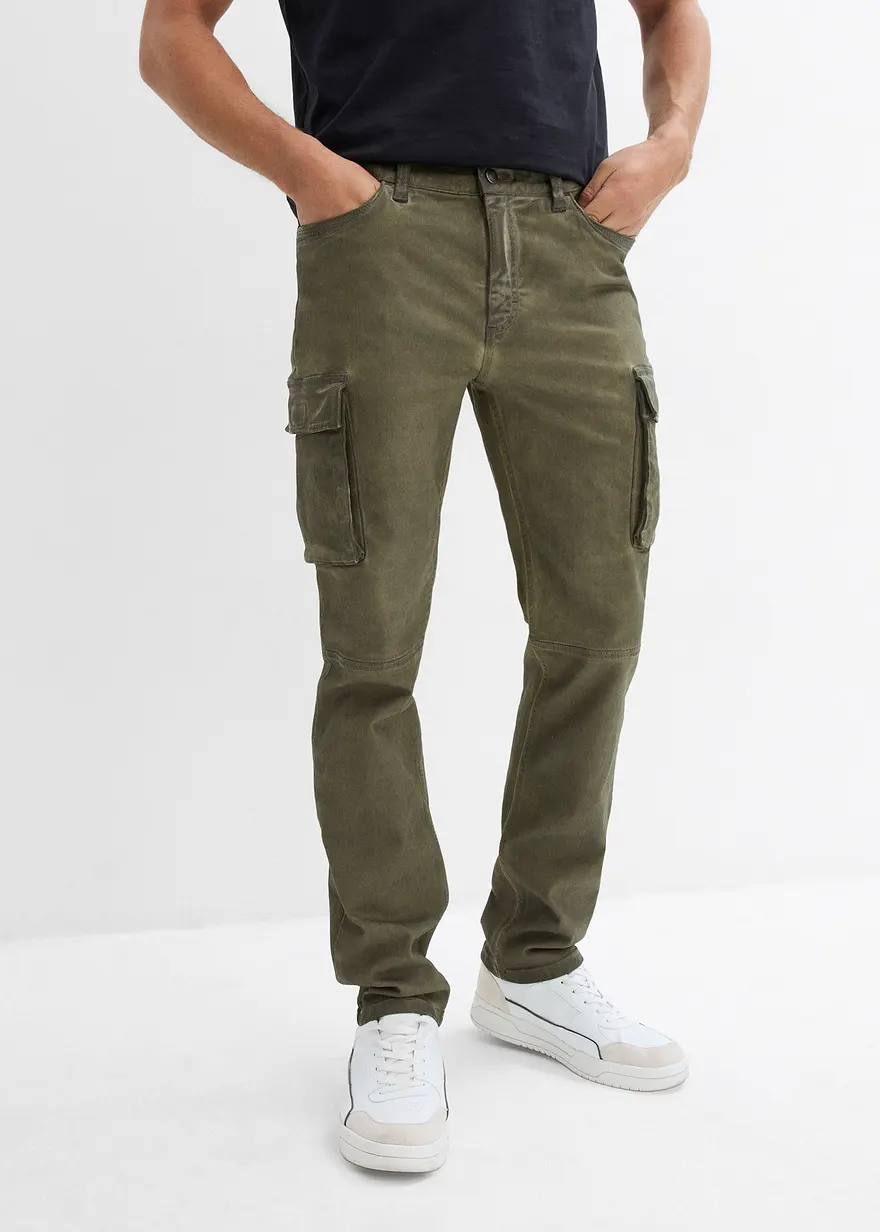 Stretch-Cargohose in gewaschener Optik, Straight