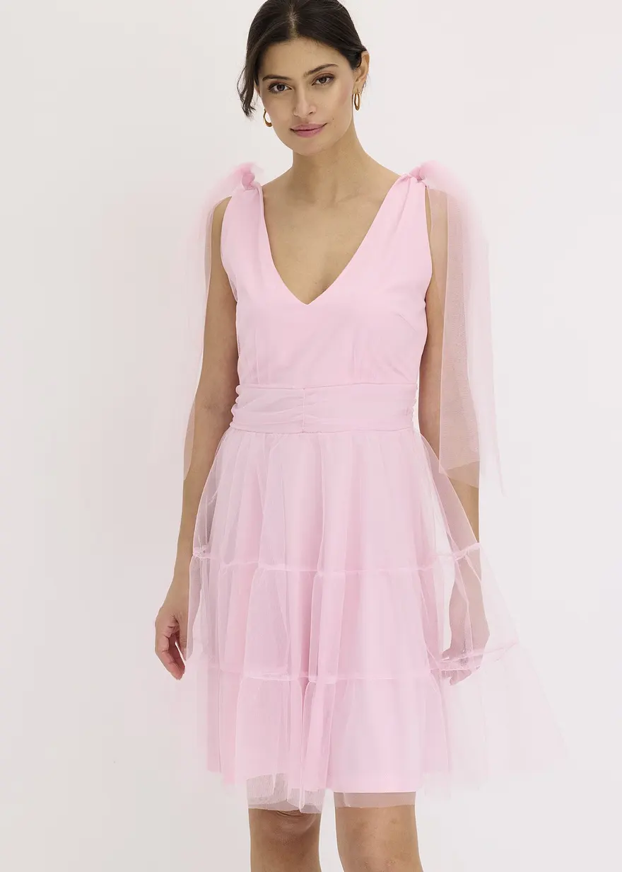 Minikleid aus zartem Tüll mit Schleifen-Details