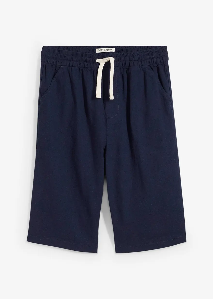 Schlupf-Shorts aus luftigem Leinen-Mix, Regular Fit