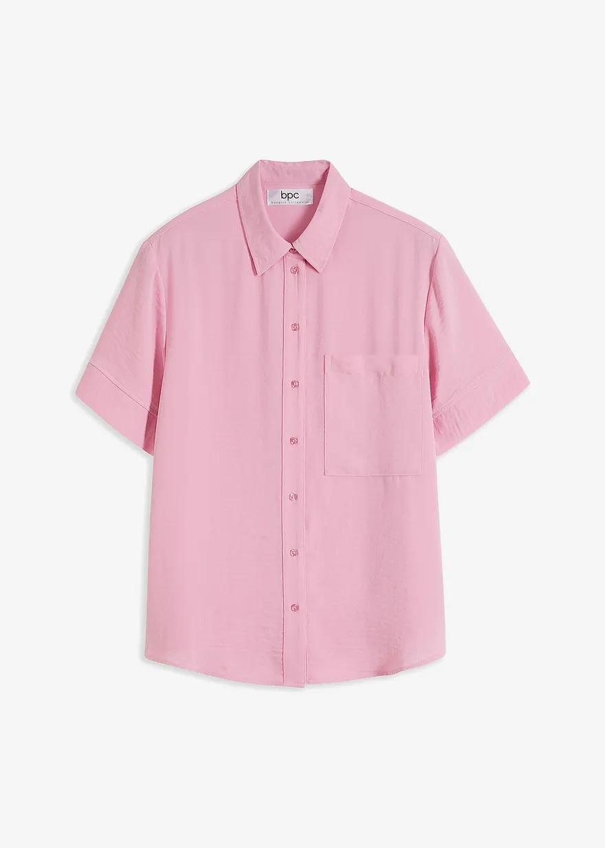 Halbarm-Bluse mit Brusttasche
