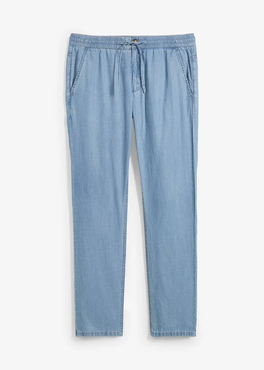 Leichte Regular Fit Schlupfjeans mit Leinen, Straight
