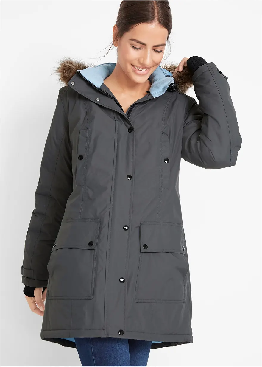 wasserdichte Funktions-Outdoor-Longjacke mit Kapuze