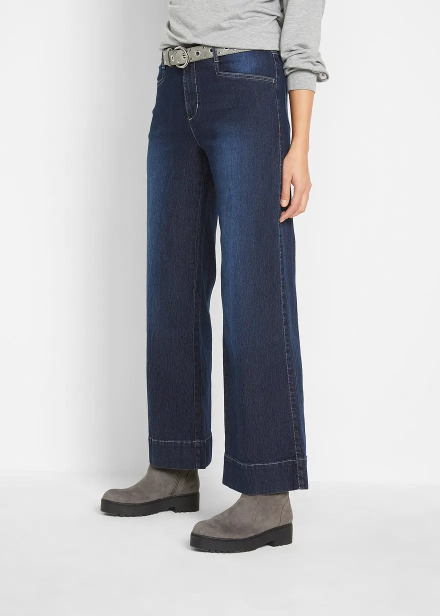 Wide Leg Jeans Mid Waist, Stretch