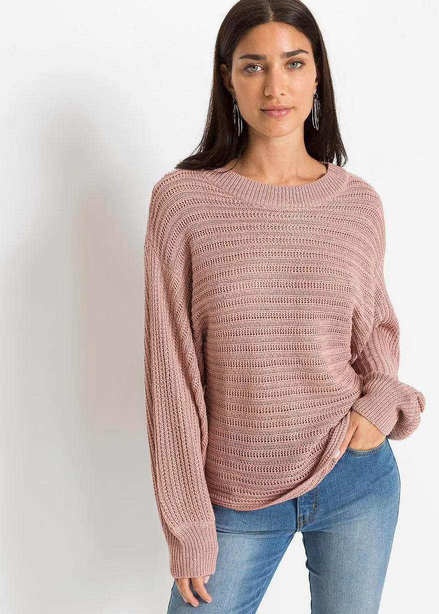 Oversize Lochstrick-Pullover