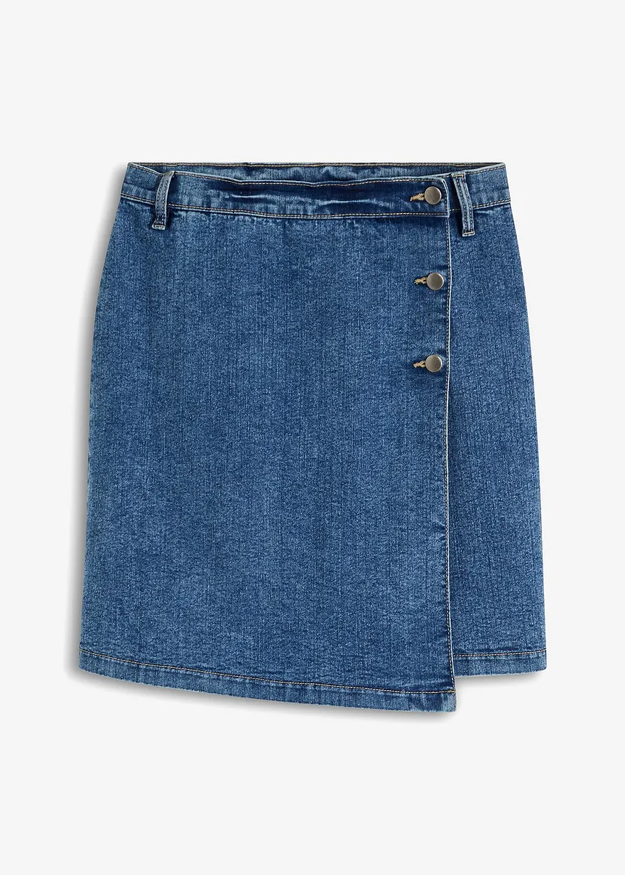 Jeansrock Mid Waist, gewickelt