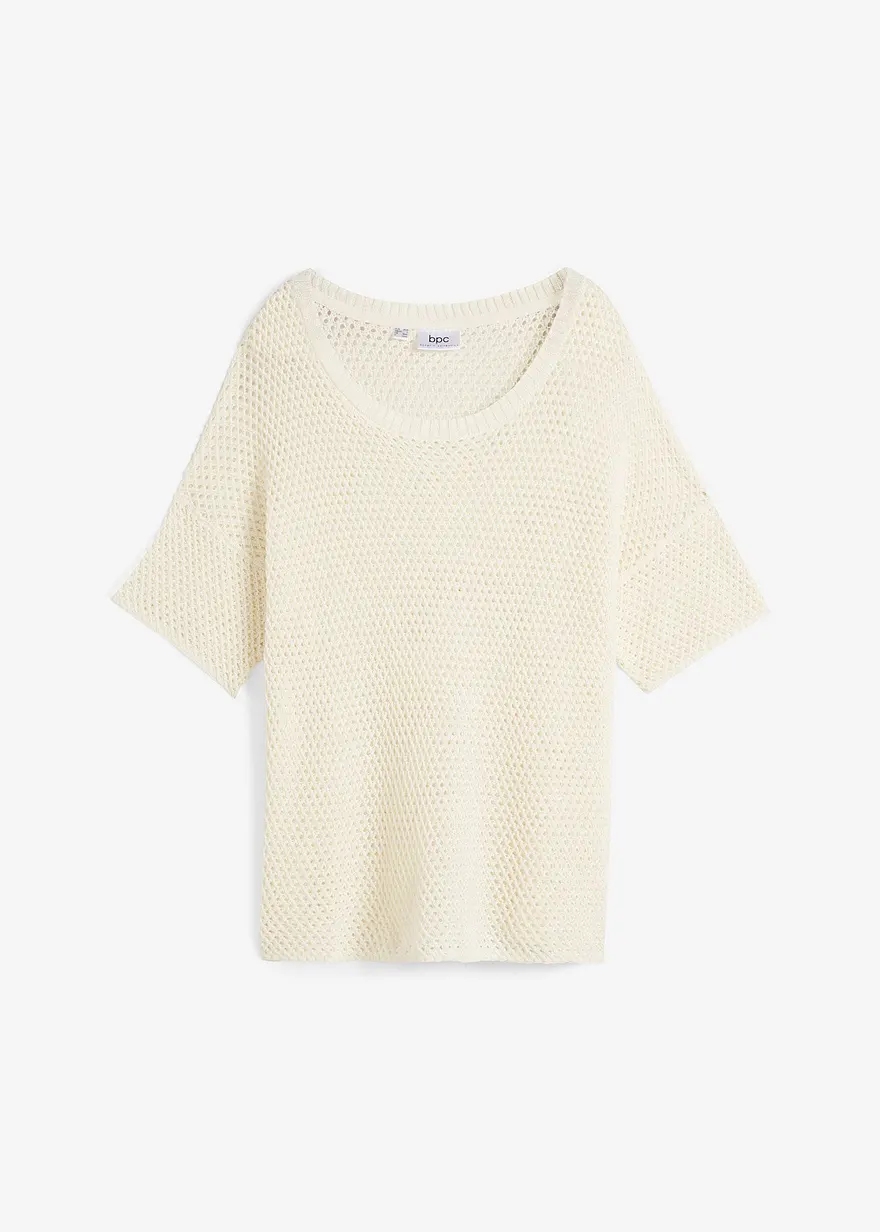 Oversize Ajourshirt mit Leinen