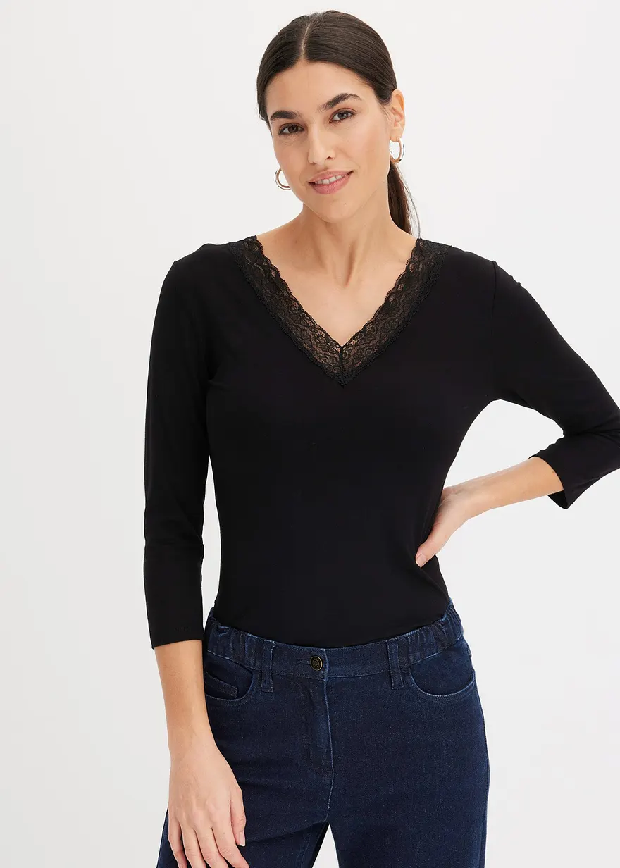Langarmshirt mit Spitze