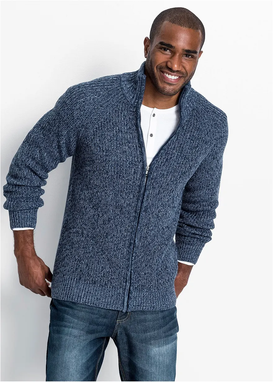 Grobstrickjacke mit Rippstruktur und Baumwolle