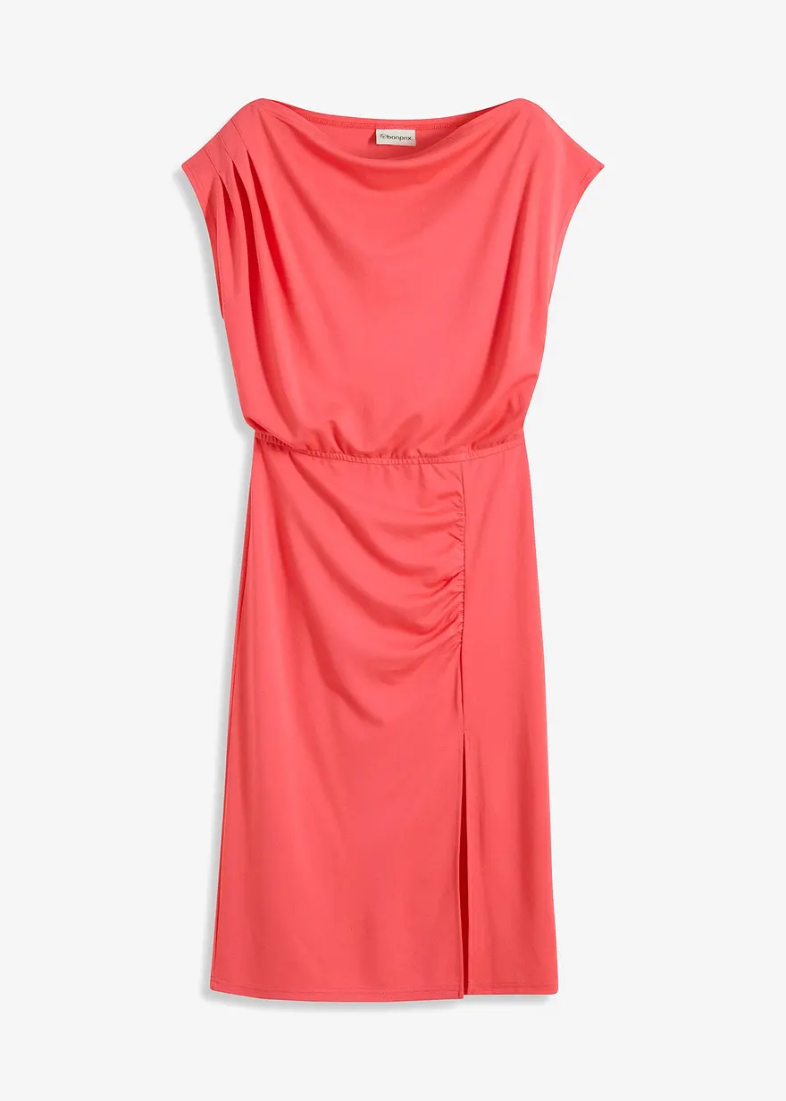 Asymmetrisches Jerseykleid mit Raffungen