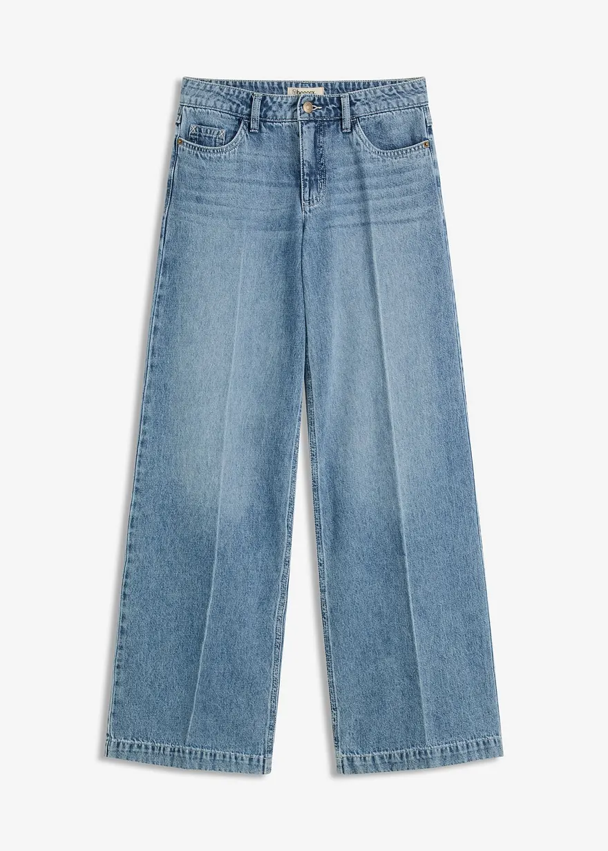 Wide-Leg-Jeans Mid Waist, Low Stretch Full Length