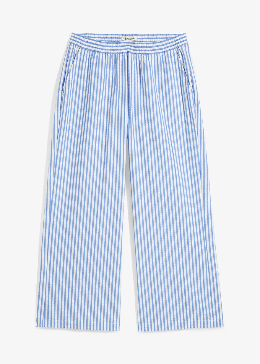 Palazzo-Hose aus Seersucker, 7/8 Länge