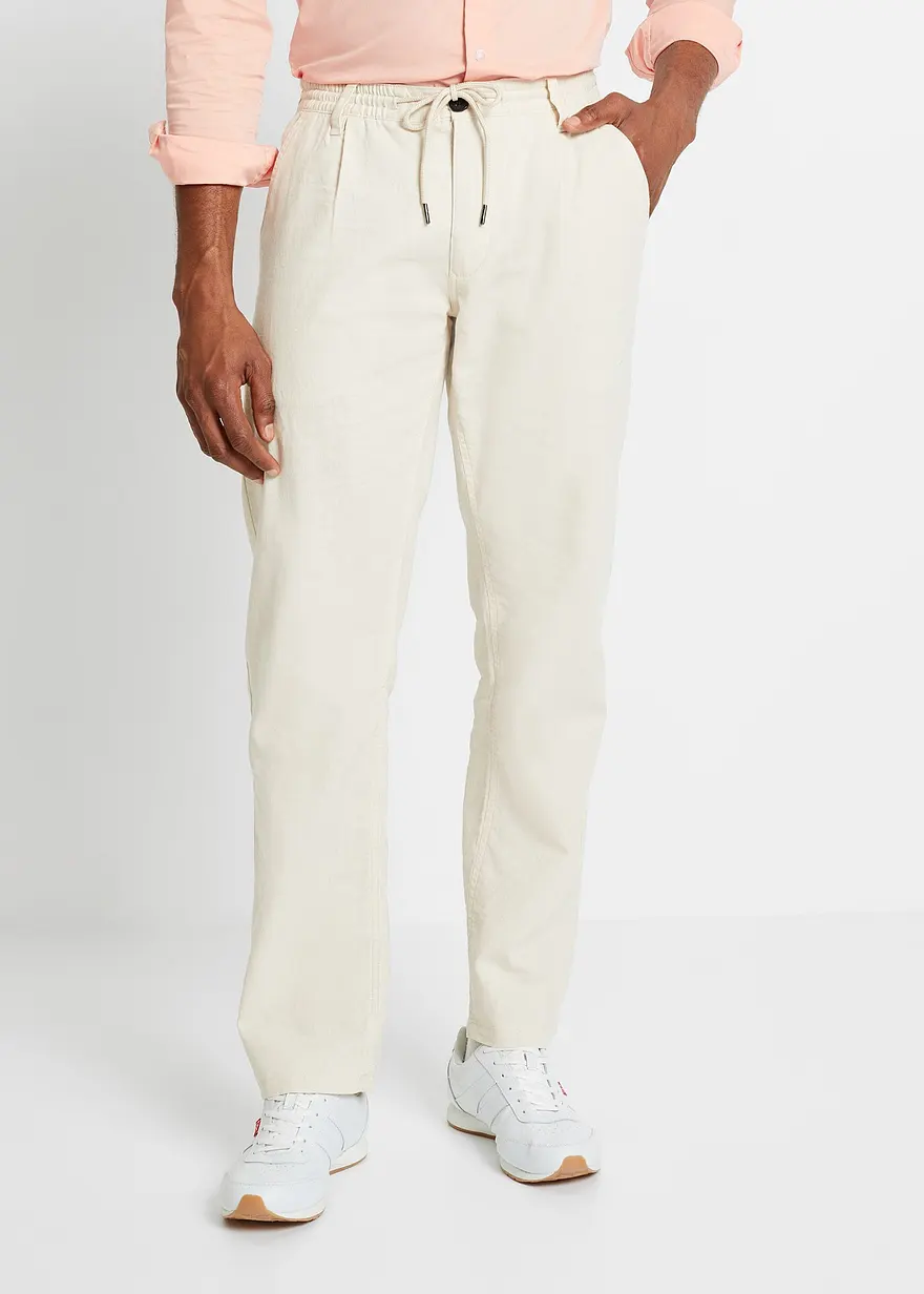 Relaxed Fit Schlupf-Hose mit Leinen, Straight