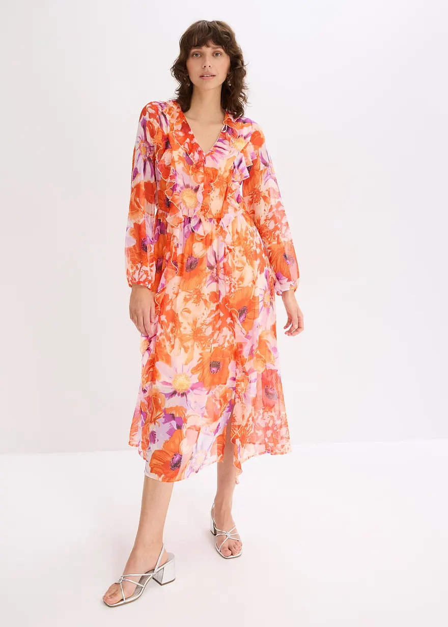 Chiffonkleid mit Volants