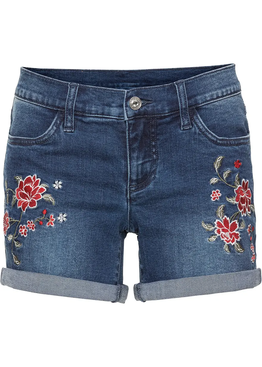 Jeans-Shorts Mid Waist, Stickerei