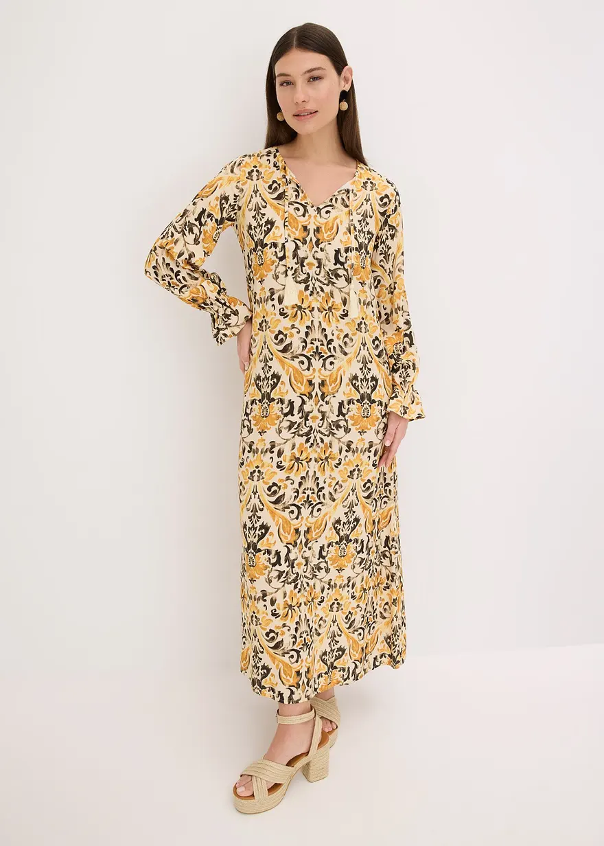 bedrucktes Kaftan-Kleid aus fließender Viskose